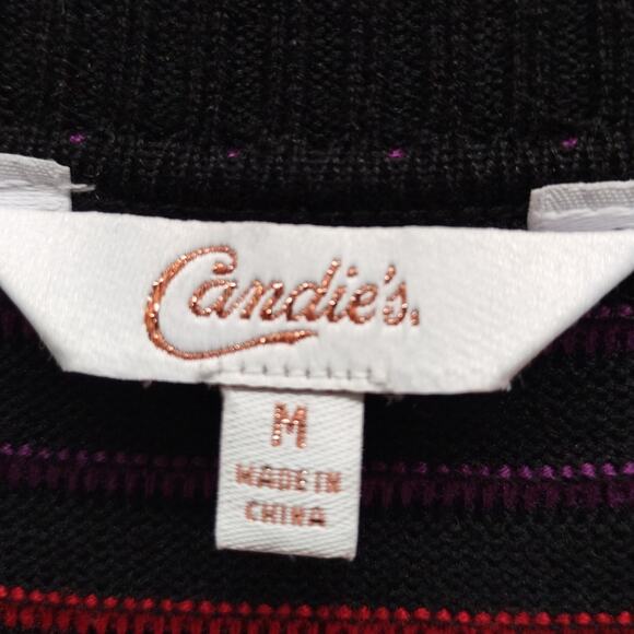 Candie's Size Medium Gigi Skater Multicolor Striped Textured Sweater Dress - Picture 4 of 5